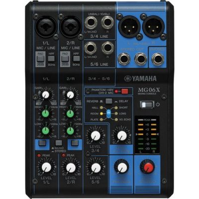 Yamaha 6-Channel Analog Mixer MG06X with Built-In Effects and D-PRE Preamps