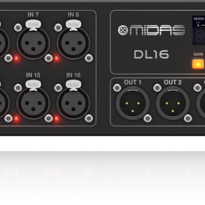 Midas DL16 Digital Stage Box with 16 Mic Preamps and 8 Outputs for Live Sound