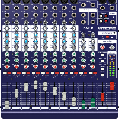 Midas DM12 12-Input Analog Mixer with 8 Mic Preamps for Studio and Live
