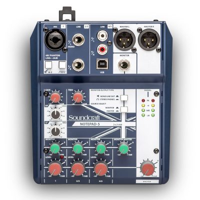 Soundcraft Notepad-5 Analog Mixer with USB Interface for Recording