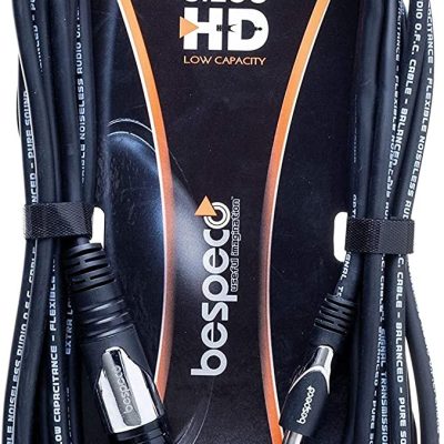 Bespeco Professional Microphone Cable HDJF450 3m XLR Female to 6.3mm Jack Black