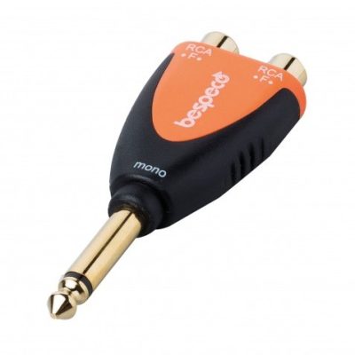 Bespeco SLAD365 6.3mm Mono Jack to Dual RCA Socket Adapter Silver