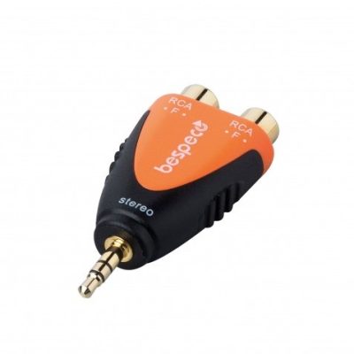 Bespeco SLAD380 2 x RCA Socket to 6.3mm Mono Jack Plug Adapter Black