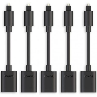 Sonos Optical Audio Adapter OPADBWW1BLK, 5 Pack, for Sonos Beam Soundbar