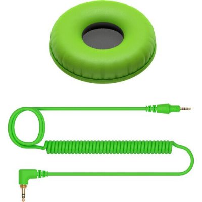 Pioneer DJ HC-CP08-G Green Earpads and Coiled Cable for HDJ-CUE1 Headphones