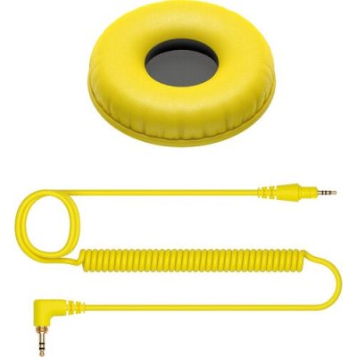 Pioneer DJ HC-CP08-Y Yellow Earpads and Coiled Cable for HDJ-CUE1 Headphones