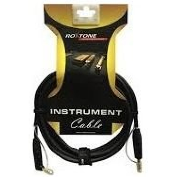 RoxTone Instrument Cable GGJJ110L5 10ft Gold Mono Black for Musicians