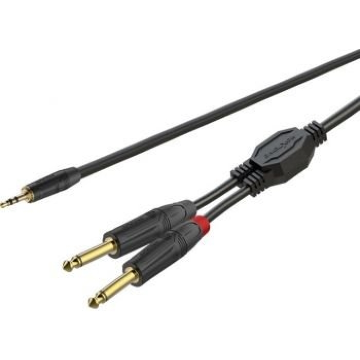 RoxTone 1.5m 3.5mm to Dual 6.3mm Audio Cable GPTC100L1.5 Gold-Plated