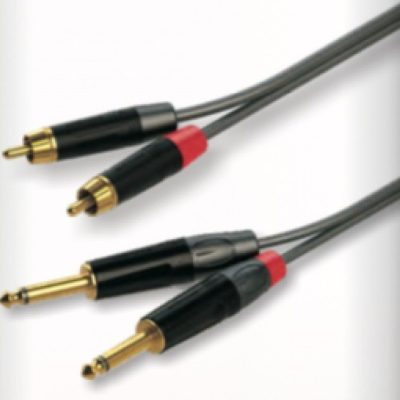 RoxTone 2RCA to 2JK Mono Audio Cable GPTC200L15 1.5m Gold Black