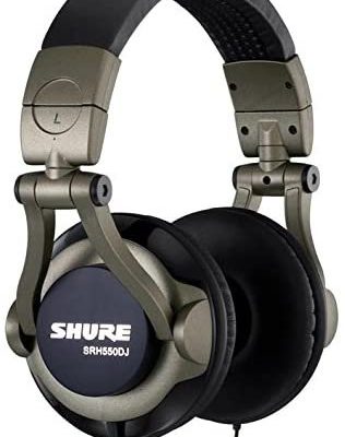 Shure SRH550DJ-E Professional DJ Headphones with 50mm Drivers and Enhanced Bass
