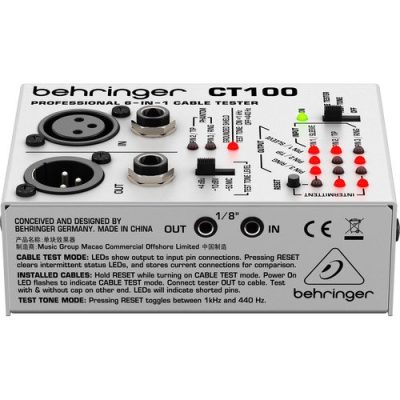 Behringer Cable Tester CT100 with 3 Modes and Durable Metal Enclosure