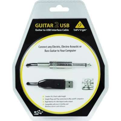 Behringer Guitar to USB Audio Interface GUITAR2USB 16.5ft Cable