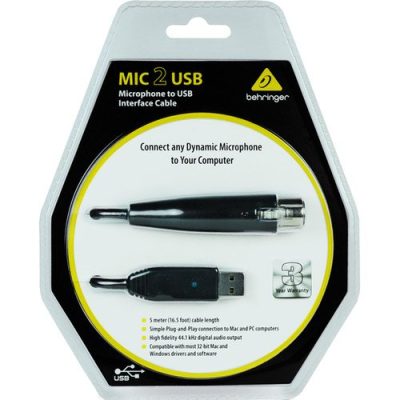 Behringer MIC2USB Microphone to USB Interface Cable 16.5ft for Recording