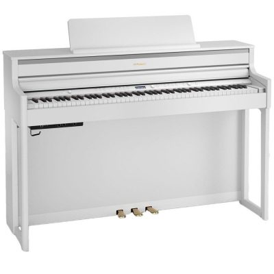 Roland Digital Piano HP704-WH with KSH704/2WH Stand, PHA-50 Keyboard (Polished White)