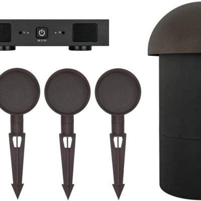 Sonance Patio Series 4.1 Outdoor Speaker System with 4 Satellite Speakers, 8″ In-Ground Subwoofer, and DSP Amplifier